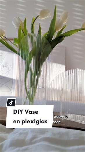 ✨ DIY Vase en plexiglass ✨ Coût : environ 25 euros (vous pouvez en faire plein ou utiliser le reste de plexi pour un autre projet) ! Matériel : - Une plaque de plexi 25x50cm (Leroy Merlin) : 6.5€ - Une plaque de polycarbonate alvéolaire 50x100 : 8.90€ - Colle Crystal Pattex : 9.5€ - Cutter - Pistolet thermique - Tasseaux serre joints Étapes : ✨ Couper une bande de plexi de 50x7cm ✨ Plier la bande pour former un U (la base du U faisant 8cm) avec le pistolet thermique ✨ Découper deux arches (ou la