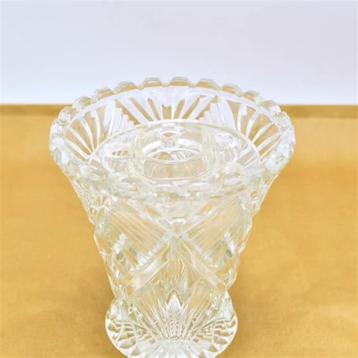 Crystal Vase With Flower Frog - Depression Glass Clear Vase - Etsy