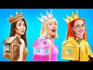 Rich vs Poor vs Giga Rich One colored House! DIY Hacks for Secret Room by 123 GO!