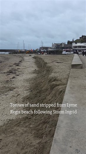 18K views · 766 reactions | The aftermath of Storm Ingrid as Lyme's beach is depleted of sand. We understand there are plans for beach replenishment to take place in March. #lymeregis #stormingrid #lymeregisbeach #powerofthesea | This is Lyme Regis | Facebook
