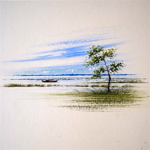 53K views · 1.7K reactions | Drawing of a simple yet beautiful scenery using oil pastels | Morning Drizzle | Facebook