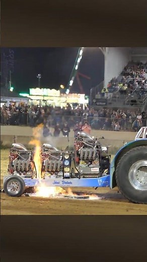Modified tractor catches fire #tractorpulling #tractorvideo