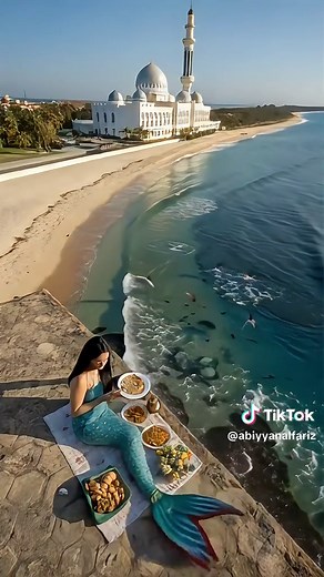 Mermaids eating on the beach#mermaid #biyyanAI