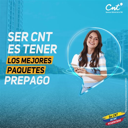 📶🔥 ¡Tu conexión lo tiene TODO con CNT! 🔥📶 Si buscas más gigas, más minutos y más beneficios, este paquete prepago es para ti: 📲 15GB toda navegación para que nunca te quedes sin conexión. 📱 7GB Redes sociales incluidas: WhatsApp, Facebook, Instagram y TikTok. 📞 200 minutos para hablar con todas las operadoras, minutos ilimitados a CNT y mucho más. 🌎 Aprende inglés y 13 idiomas más con Busuu Premium ¡Sin costo con tu recarga! 💙 Además, participas por pasajes y entradas dobles para apoyar