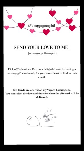 Calling all Chicago lovebirds Have a massage gift card sent to your sweetie for them to be delightfully surprised on Valentine’s Day #massagetherapy #valentinesday #oliviajomassage