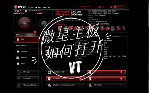 （电脑打vt）微星主板如何打开vt【AMD】