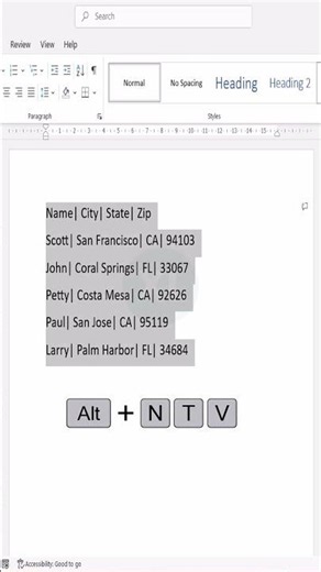 One Shortcut Table Ready #msword #msoffice #smartwork #office