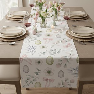 Spring Table Runner, Easter Table Runner, Floral Botanical Table Decor, Cotton Table Linen, Neutral Easter Decor - Etsy