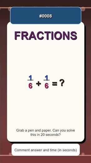 1/6 + 1/6 = ? | Quick Fractions Practice | Adding Fractions