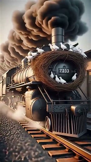 Pigeon make nest on the train #ai #pigeon #train