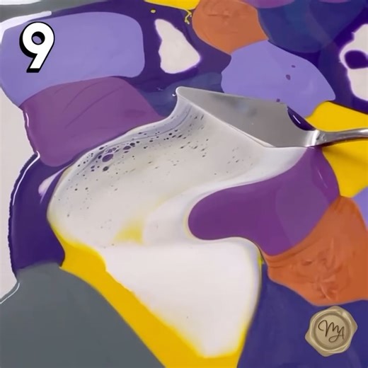 30 Days of Fluid Art Challenge Day 9: Puddlepour and Swipe (Acrylic Pouring Technique) Welcome to my November Fluid Art Challenge! Every single day this month I’ll be demonstrating a different acrylic pouring technique, some I’ve done before, and some I’ve NEVER tried until now. Each day means a brand-new video for you to enjoy! Canvas size: 24x30 cm 🎨 Paint Colors Used Amsterdam – Azo Yellow Medium Liquitex – Dioxazine Purple Liquitex – Deep Violet Golden – Iridescent Copper Liquitex – Brillia