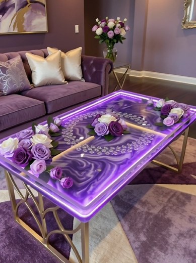 Purple & White Epoxy Living Room Glow Up | Resin Art Reveal