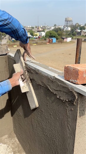 Parapet Wall Plaster – Easy Method 🔥 #viral