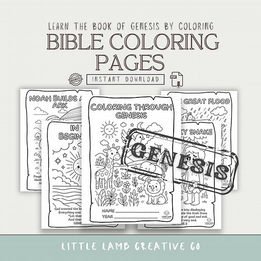 Genesis Bible Story Coloring Book for Kids & Adults, Christian Printable PDF, Scripture Art, Bible Verse Pages, Sunday School Activities - Etsy