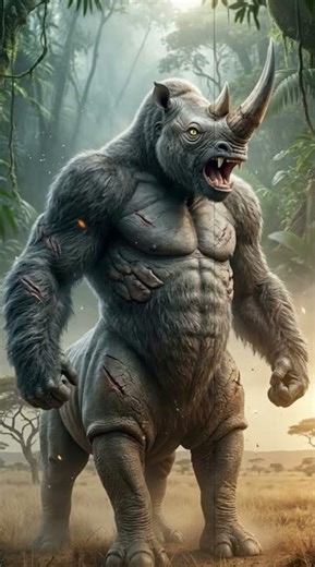 Gorilla + Rhino: The Unstoppable Armored Titan! 🦍🦏 #FutureAnimal #ShortsFeed