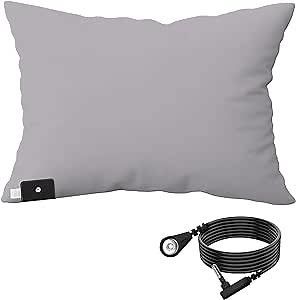 Hooga Grounding Pillow Case, Queen Size Earth Connected Pillowcase, Bedding. Improve Sleep, Energy, Inflammation, Snoring. 94% Organic Cotton, 6% Silver Fiber, 20’’x30’’ Size. Gray