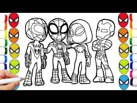 Spider-Man Coloring Pages Spider-Man and Friends draw marvel coloring compilation 1 iron