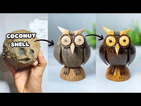 🦉 DIY Coconut Shell Owl | Easy Owl Craft from Waste Coconut Shells | coconut shell craft | diy