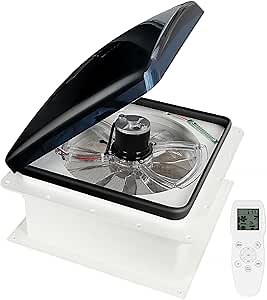 Remote Control RV Roof Vent Fan, 12V 14" Super Quiet RV Roof Fan with Rain Sensor, 10-Speed, Reversible