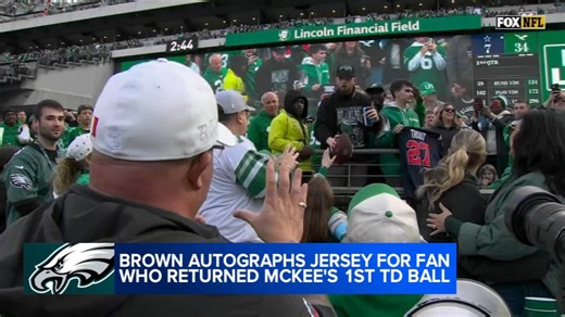 A.J. Brown autographs jersey for Philadelphia Eagles fan who returned Tanner McKee's milestone ball