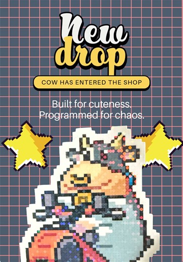 🏁✨ Start your engines… the pixel cow racer has arrived! This 2x3” holographic vinyl sticker is serving retro kart chaos and shimmering determination. 🐄💨💥 Whether you’re dodging bananas or just decorating your water bottle, this little racer is ready to mooove. ⠀ 🎮 High-quality waterproof vinyl 🐄 Packed with pixel charm 🌈 Holographic finish that shines IRL ⠀ 🚀 Tap the link in bio to add this speed demon to your sticker stash! #PixelArtSticker #RetroGamerVibes #StickerAddict #CuteCowSticke