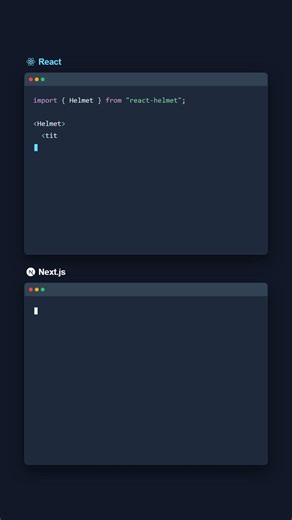 Page Metadata: React vs Next.js Next.js simplifies SEO metadata by keeping it at the route level in