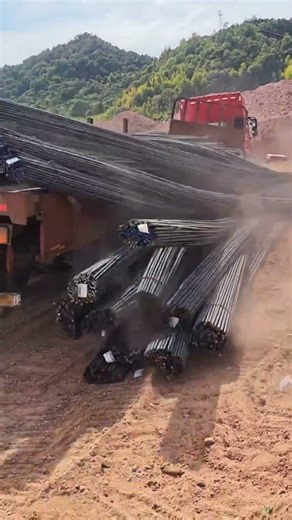 assive Steel Rod Unloading from Truck | Satisfying Construction Process