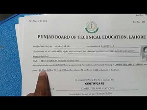 Punjab Board Of Technical Education Lahore TEVTA Original Certificate Apply Now Hurry Up