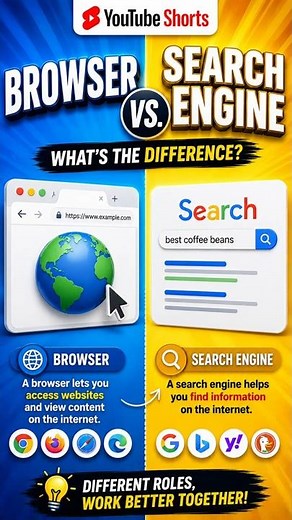 Browser vs Search Engine 🌐🔍 Stop Mixing Them Up