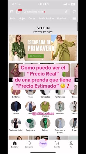 Precio Real vs Precio Estimado en Shein