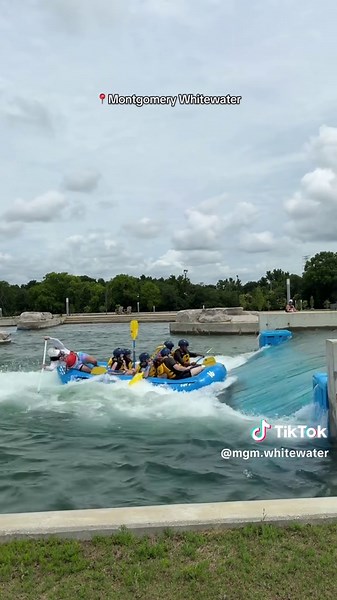 First surf of the season! 🌊 Come raft with us at Montgomery Whitewater! Link in bio. #montgomerywhitewater #funinmgm #montgomeryalabama #outdooradventure #whitewaterrafting