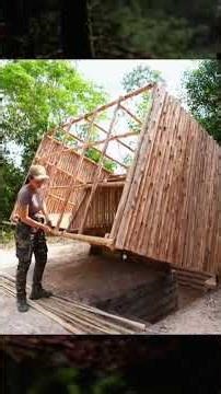 Solo Survival, Building a Unique Wood Cabin in the Forest #wildlife #survival #outdoors #camping #yt