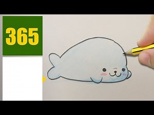 HOW TO DRAW A SEAL CUTE, Easy step by step drawing lessons for kids