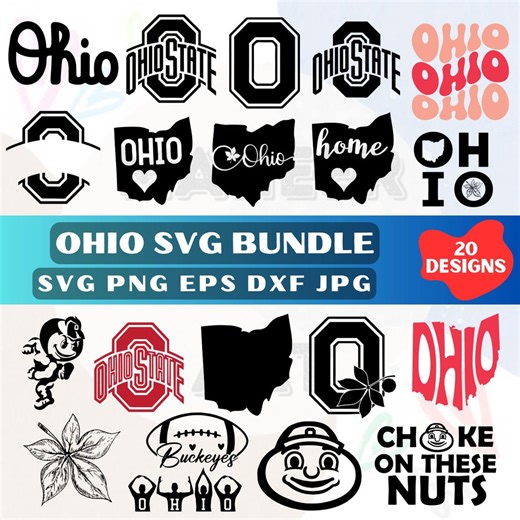 Ohio State SVG Bundle, Floral Map Outline, Home Clipart (Digital Download)