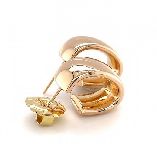 Tiffany & Co. 18k Rose Gold Wide Half-Hoop Stud Earrings (One Missing Back)