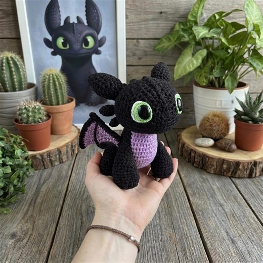 Toothless Dragon Crochet Pattern: Night Fury Amigurumi, Fantasy Plush Toy Tutorial - Etsy