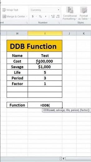 DDB Function in Excel | Calculate Double Declining Balance Depreciation