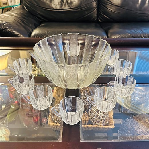 Vintage Jeannette Dewdrop Punch Bowl Set – Retro Glass Party Decor - Etsy