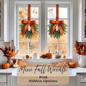 Mini Fall Wreaths for Cabinets, Small Cascading Wreaths for Fall Decor, Ribbon Options, Rustic Mini Autumn Wreath, Thanksgiving Decor - Etsy