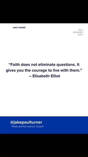 Jake Turner | Life & Business Coach | Faith isn’t certainty. It’s movement without guarantees. It’s trusting the step in front of you when the full picture hasn’t arrived yet.... | Instagram