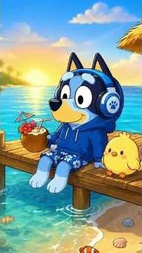 Sunny Island Getaway with Bluey ☀️ Cozy Lofi for Relaxation & Peaceful Days #studybeats #chillbeats