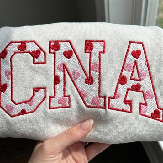 CNA Valentine Embroidery Design | Heart Letter CNA Nurse Love | Medical Machine Embroidery File Pes Dst - Etsy