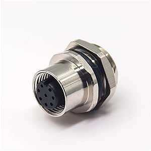 Elecbee M12 Connector Coding 8 Pin Female Socket Waterproof Solder Cup