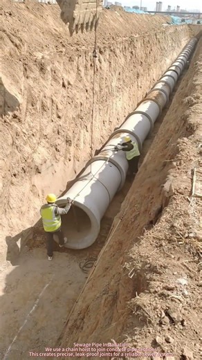 Concrete Sewer Pipe Installation | Chain Hoist Bell & Spigot Jointing Method