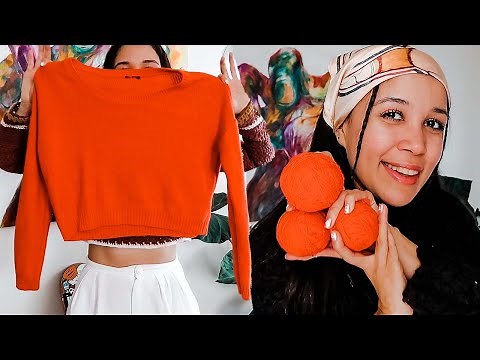 how to unravel a sweater | thrifted sweater to recycled yarn fashion tutorial easy & quick DIY