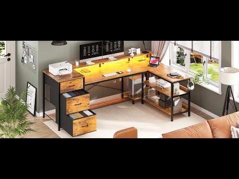 How to Install | SEDETA 67 Inch L Shaped LED Gaming Desk with 2 File Drawer Home Office Corner Desk