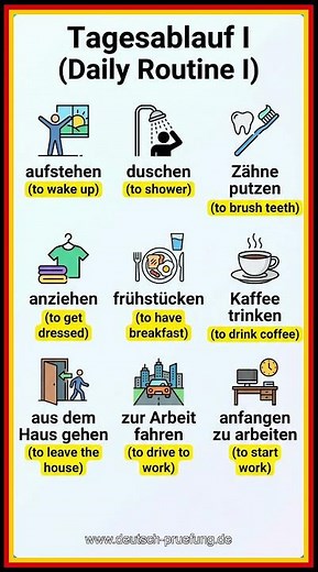 Learn German Daily Routine | Tagesablauf auf Deutsch | A1 German Vocabulary 🇩🇪