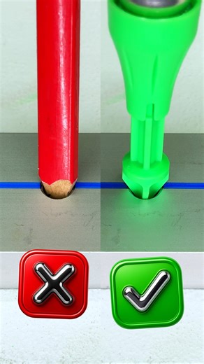 9.5M views · 42K reactions | Deep hole marking tool tested at 2-10 cm - visible marks every time #Tools #HomeImprovement #Tips ➡️Tested on floor, wall, and ceiling. Best on horizontal surfaces like floor or bench. Works a bit worse on walls and barely at all on ceilings. In cold rooms it performs worse because aerosol pressure drops, so the chalk puff is weaker. If you work warm and mostly on a bench/floor, this marker serves well. | Turbo Tips | Facebook
