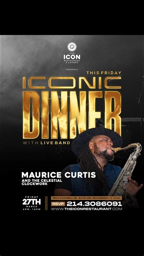 🎶 Live Music This Friday at @theiconrestaurantdallas 🎶 Great food, cocktails & live vibes all night 🍽️✨ ⏰ HAPPY HOUR 4PM–7PM ONLY ⏰ ✨ Five Dollar Fridays – EVERYTHING $5 (during happy hour): 🥃 Repo Shots | 🍋 Lemon Drops | 🍸 Margarita Shots | 🍵 Green Tea Shots 🍷 Wine | 🥂 Wells 🍗 Wings | 🍟 Loaded Fries | 🫓 Chicken Flatbreads 💨 $20 Hookah 🎤 Live Music by @mr.mo_musek4u & @celestial_clockwork 🎧 DJ Jlon | 7PM–11PM 📍 The Icon – Richardson Dinner. Drinks. Live Music. 📲 RSVP: 214.308.60