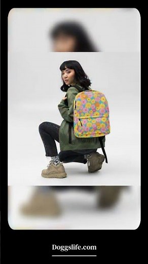 Retro Floral Backpack: 60s 70s Style, Water-Resistant